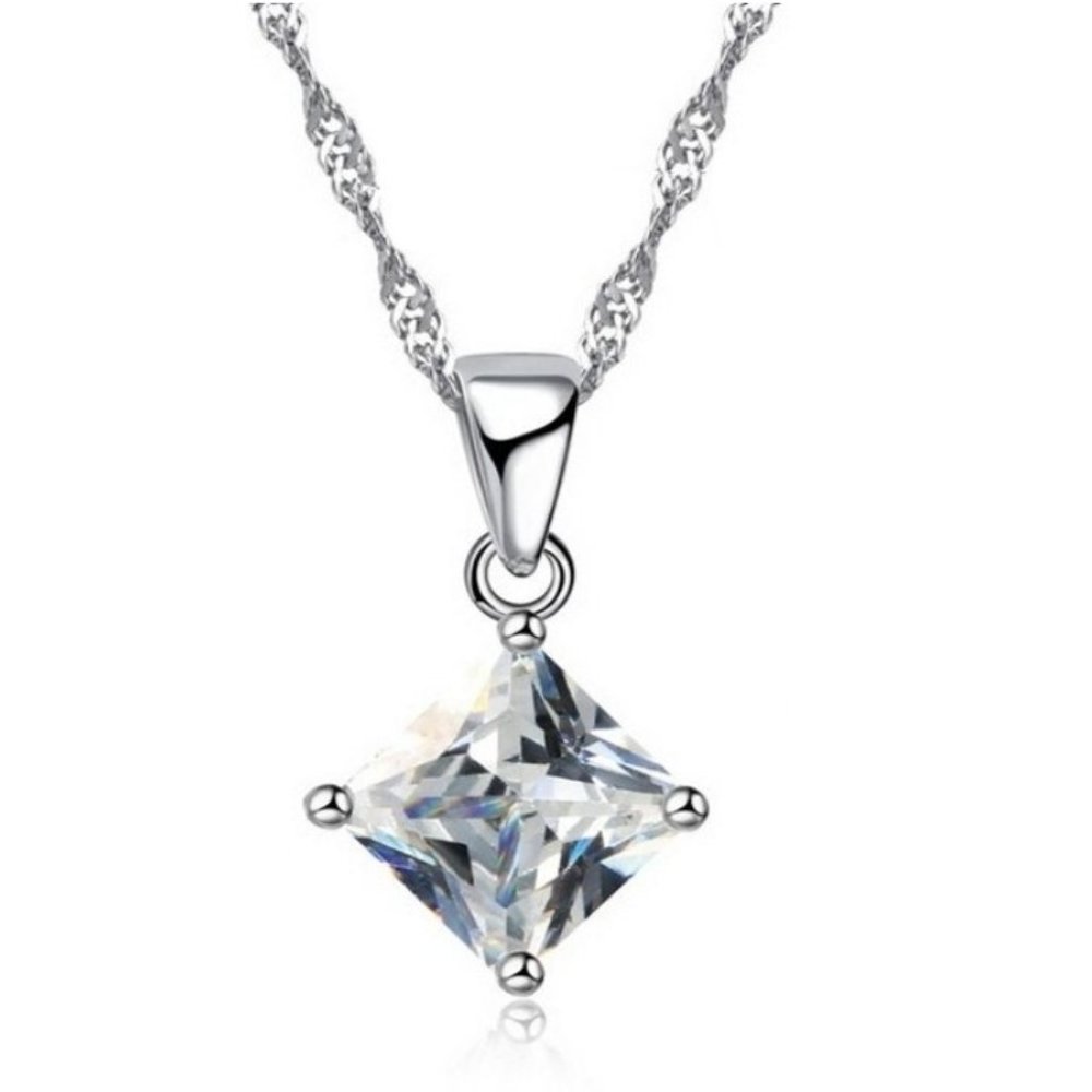 ❤️ 925 Sterling Silver Women Necklace Square Trendy Jewelry